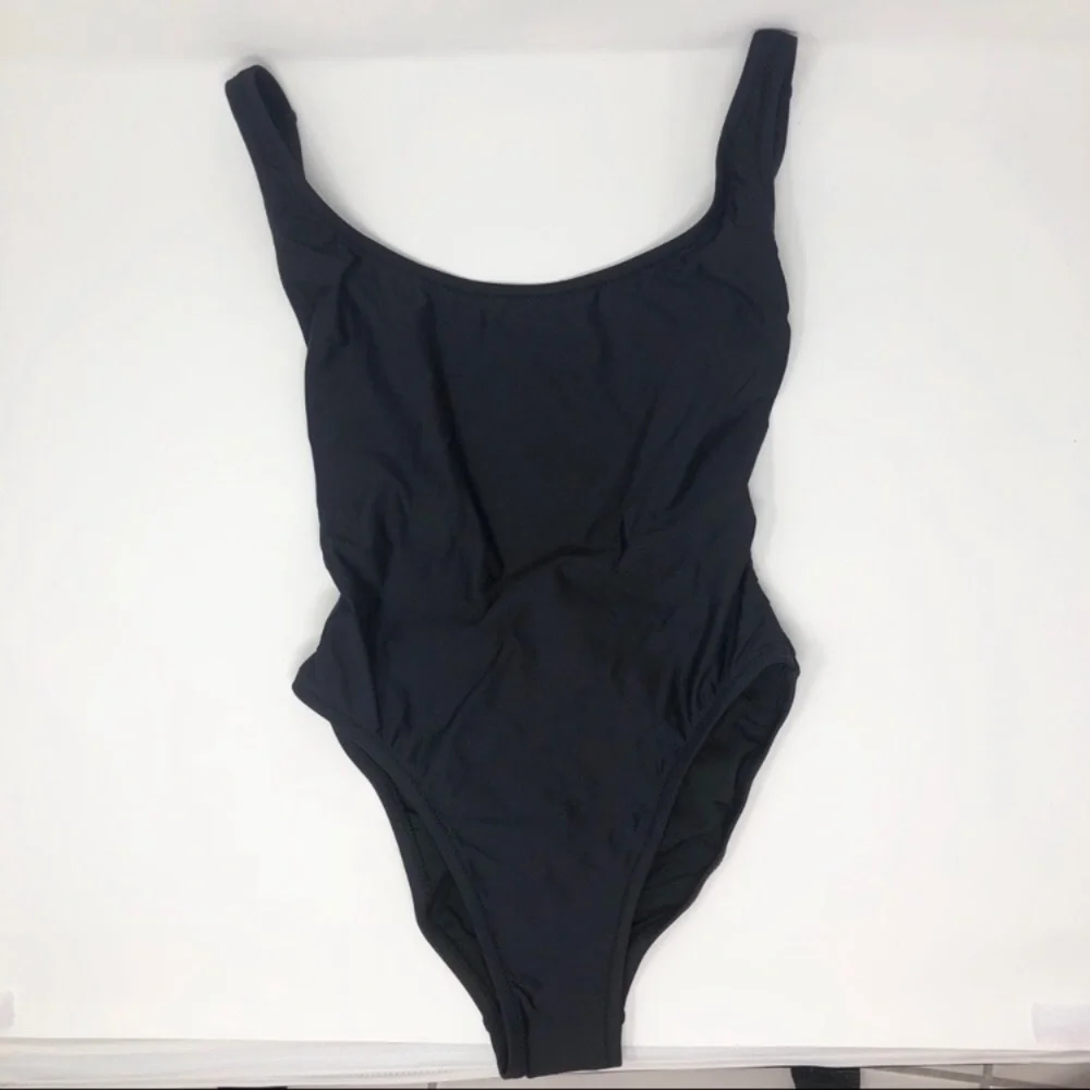 J. Crew Plunging Scoopback One-piece Swimsuit Black Size 16 NWT